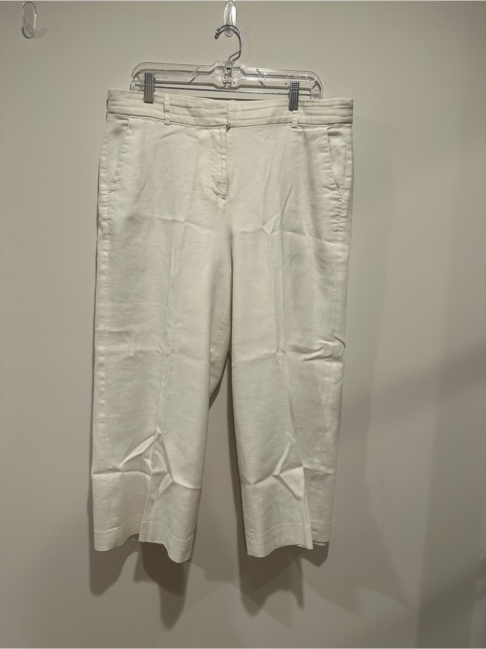 J. Crew White Linen Wide-Leg Cropped Trousers